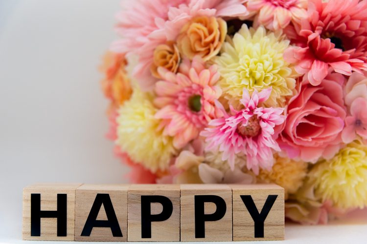 お花とHAPPYの文字